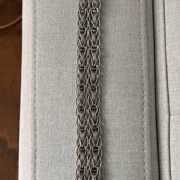 VINTAGE STERLING SILVER WOVEN STARTER CHARM BRACELET - 7” LENGTH - Picture 5 of 5